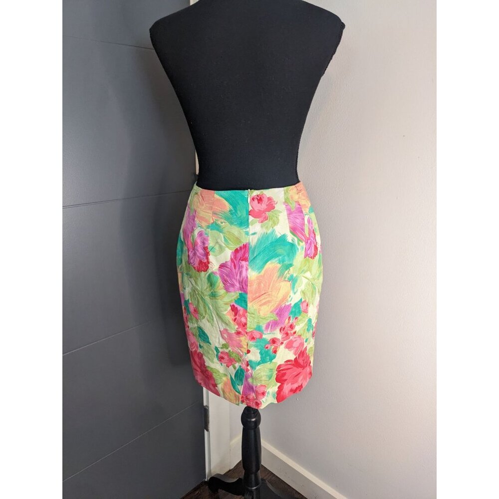 Vintage‎ 90's y2k Talbots Cotton Floral Skirt - 6 - Made in USA - Picture 3 of 9